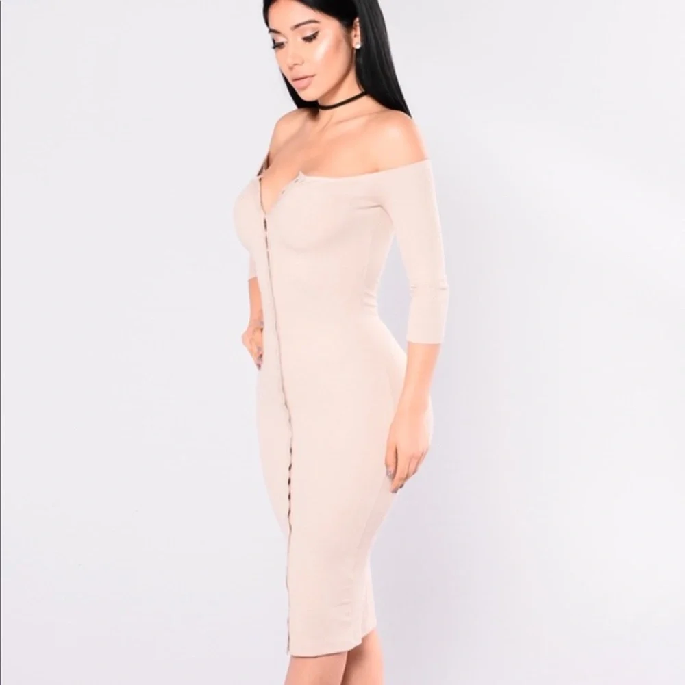 HOST PICK Fashion Nova Tan Button Up dress - Picture 4 of 8